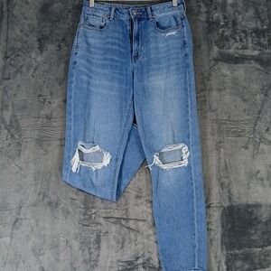 American Eagle Jeans Womens 6 Blue Mom Jean Distressed Ripped Comfort Stretch